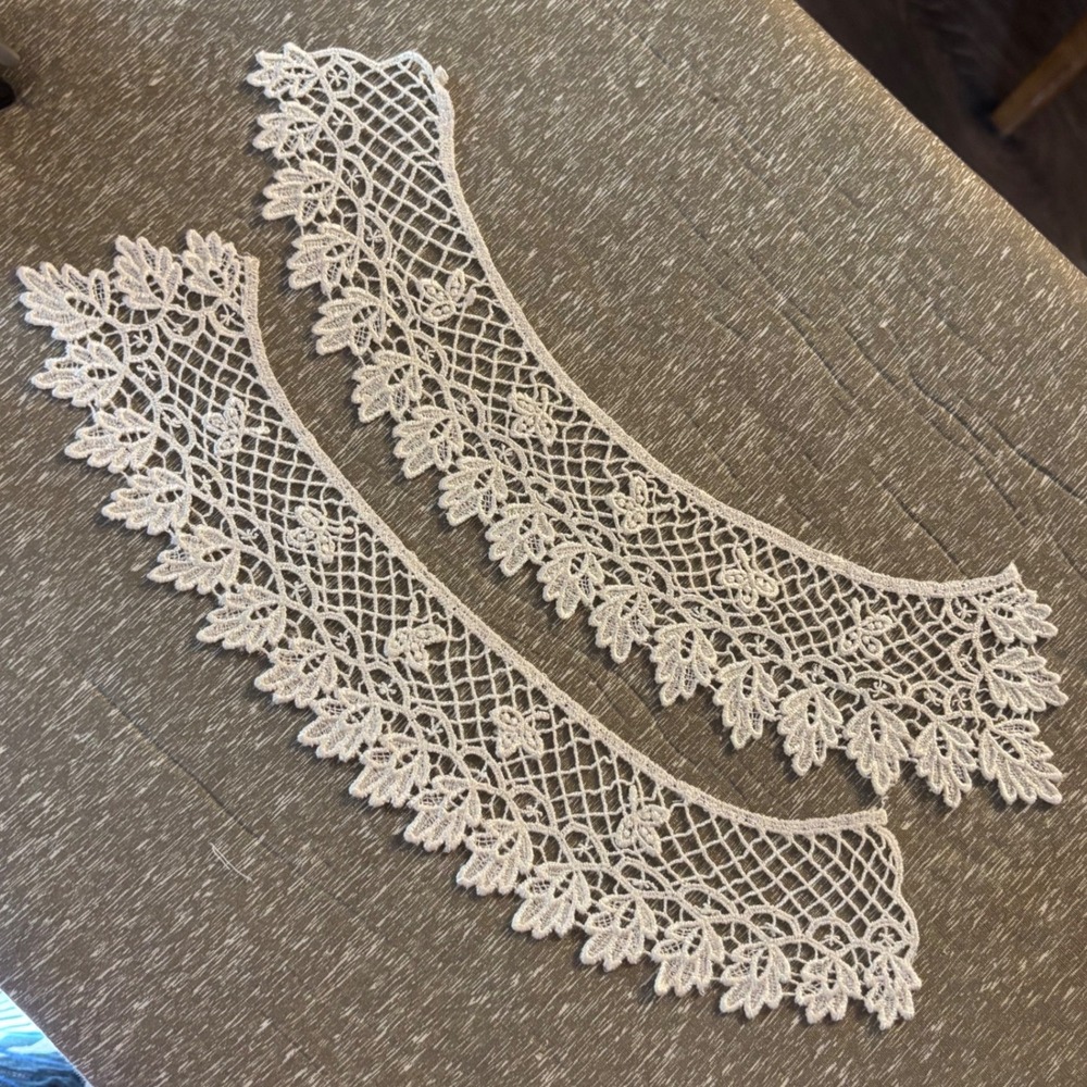 Vintage White Guipure / Chemical Lace leaf-and-butterfly pattern collar